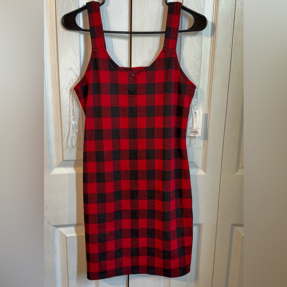 SO Red & Black Buffalo Plaid Dress